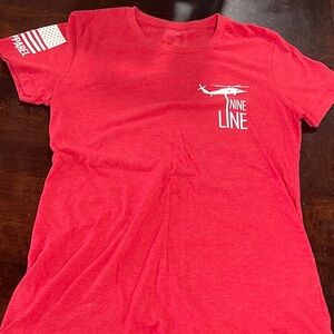 Nine Line Red Graphic T-Shirt Red Friday Medium fit. Labeled large.